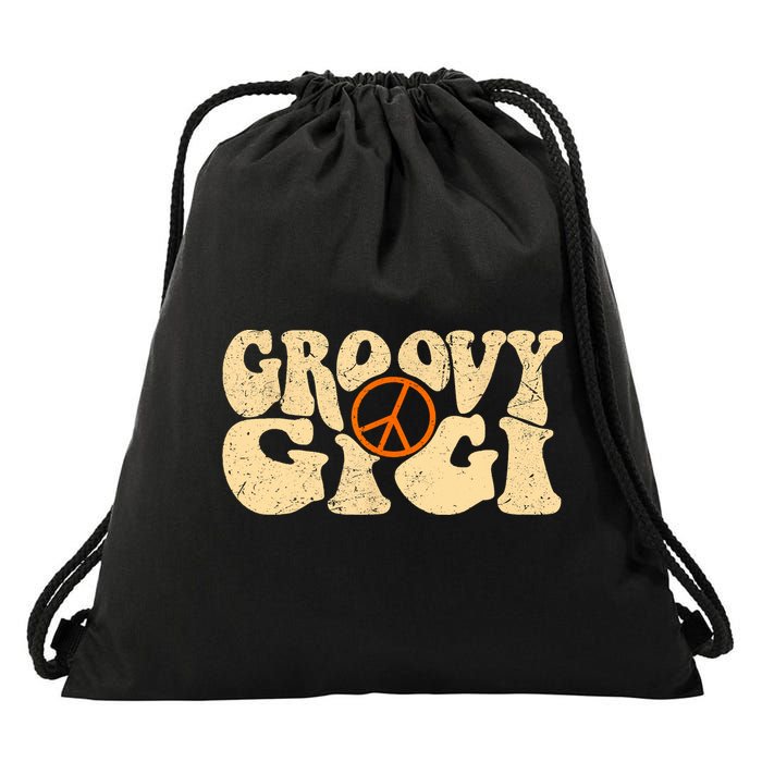 Retro Groovy Gigi Aesthetic Nostalgia 60's 70's Retro Gigi Drawstring Bag