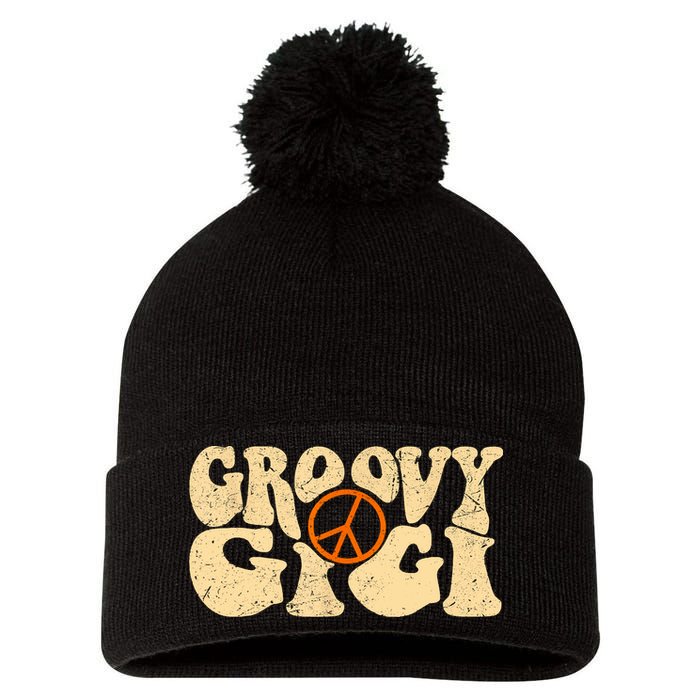 Retro Groovy Gigi Aesthetic Nostalgia 60's 70's Retro Gigi Pom Pom 12in Knit Beanie