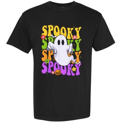 Retro Groovy Ghost Halloween Costume SPOOKY VIBES Garment-Dyed Heavyweight T-Shirt