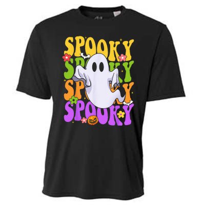 Retro Groovy Ghost Halloween Costume SPOOKY VIBES Cooling Performance Crew T-Shirt