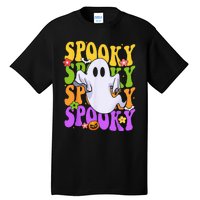 Retro Groovy Ghost Halloween Costume SPOOKY VIBES Tall T-Shirt