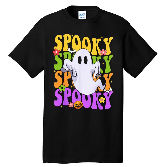 Retro Groovy Ghost Halloween Costume SPOOKY VIBES Tall T-Shirt