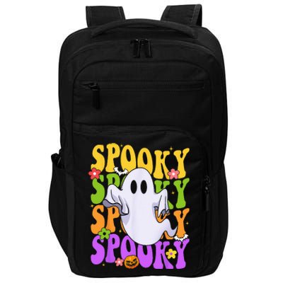 Retro Groovy Ghost Halloween Costume SPOOKY VIBES Impact Tech Backpack