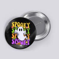 Retro Groovy Ghost Halloween Costume SPOOKY VIBES Button