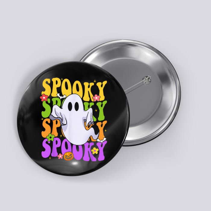 Retro Groovy Ghost Halloween Costume SPOOKY VIBES Button