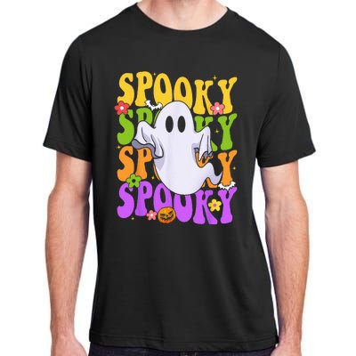 Retro Groovy Ghost Halloween Costume SPOOKY VIBES Adult ChromaSoft Performance T-Shirt