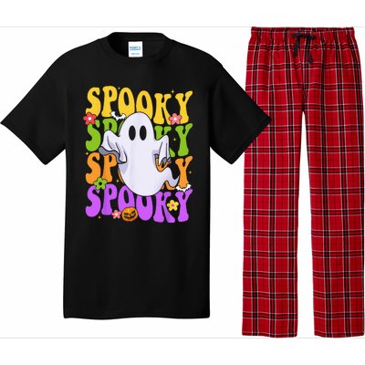 Retro Groovy Ghost Halloween Costume SPOOKY VIBES Pajama Set