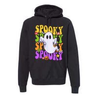 Retro Groovy Ghost Halloween Costume SPOOKY VIBES Premium Hoodie