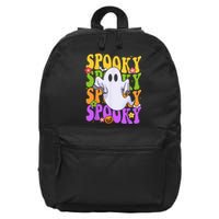 Retro Groovy Ghost Halloween Costume SPOOKY VIBES 16 in Basic Backpack