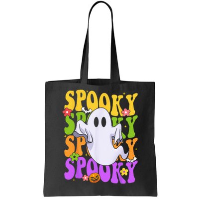 Retro Groovy Ghost Halloween Costume SPOOKY VIBES Tote Bag