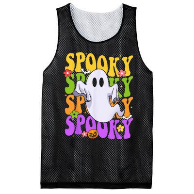 Retro Groovy Ghost Halloween Costume SPOOKY VIBES Mesh Reversible Basketball Jersey Tank