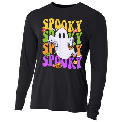 Retro Groovy Ghost Halloween Costume SPOOKY VIBES Cooling Performance Long Sleeve Crew