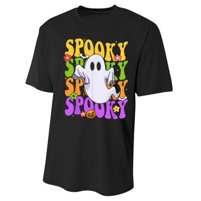 Retro Groovy Ghost Halloween Costume SPOOKY VIBES Performance Sprint T-Shirt