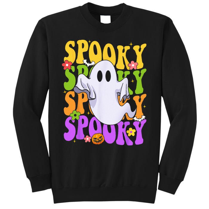 Retro Groovy Ghost Halloween Costume SPOOKY VIBES Tall Sweatshirt