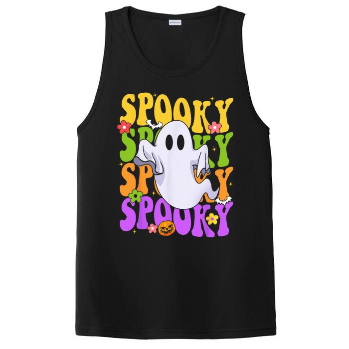 Retro Groovy Ghost Halloween Costume SPOOKY VIBES PosiCharge Competitor Tank