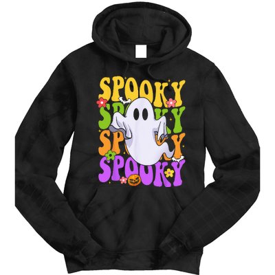 Retro Groovy Ghost Halloween Costume SPOOKY VIBES Tie Dye Hoodie