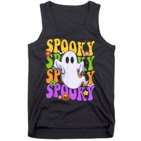 Retro Groovy Ghost Halloween Costume SPOOKY VIBES Tank Top