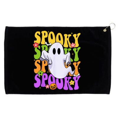 Retro Groovy Ghost Halloween Costume SPOOKY VIBES Grommeted Golf Towel