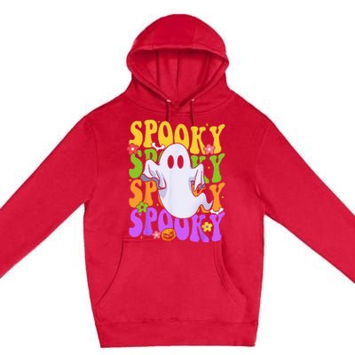 Retro Groovy Ghost Halloween Costume SPOOKY VIBES Premium Pullover Hoodie