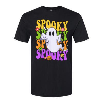 Retro Groovy Ghost Halloween Costume SPOOKY VIBES Softstyle CVC T-Shirt