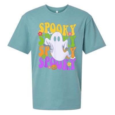 Retro Groovy Ghost Halloween Costume SPOOKY VIBES Sueded Cloud Jersey T-Shirt