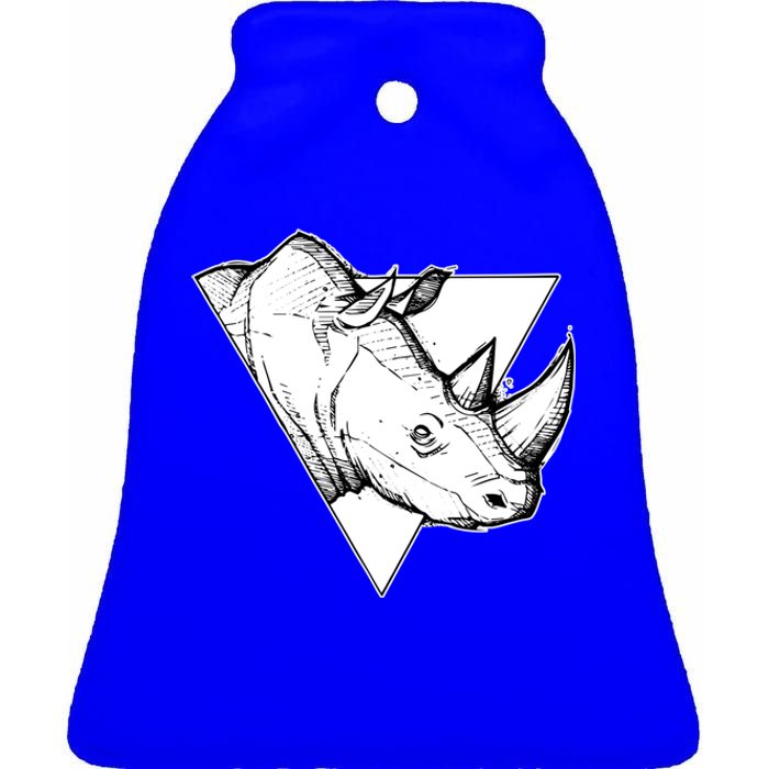 Rhino Great Gift Ceramic Bell Ornament