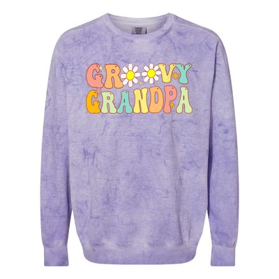 Retro Groovy Grandpa Birthday Matching Family Father's Day Colorblast Crewneck Sweatshirt