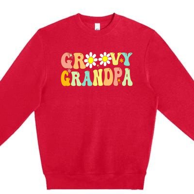 Retro Groovy Grandpa Birthday Matching Family Father's Day Premium Crewneck Sweatshirt