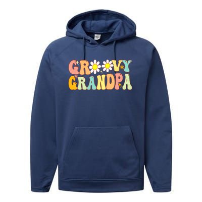 Retro Groovy Grandpa Birthday Matching Family Father's Day Performance Fleece Hoodie