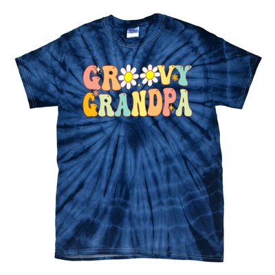 Retro Groovy Grandpa Birthday Matching Family Father's Day Tie-Dye T-Shirt