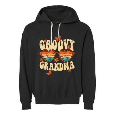 Retro Groovy Grandma 70s Aesthetic 1970's Mother's Day Garment-Dyed Fleece Hoodie