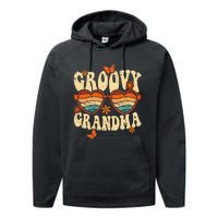 Retro Groovy Grandma 70s Aesthetic 1970's Mother's Day Performance Fleece Hoodie