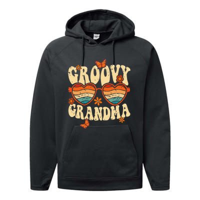 Retro Groovy Grandma 70s Aesthetic 1970's Mother's Day Performance Fleece Hoodie