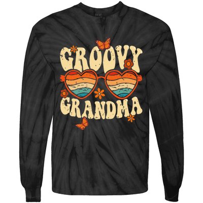 Retro Groovy Grandma 70s Aesthetic 1970's Mother's Day Tie-Dye Long Sleeve Shirt