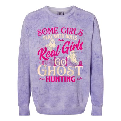 Real Girl Go Ghost Hunting Ghosts Paranormal Researcher Colorblast Crewneck Sweatshirt