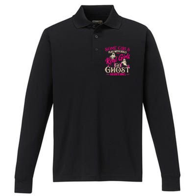 Real Girl Go Ghost Hunting Ghosts Paranormal Researcher Performance Long Sleeve Polo