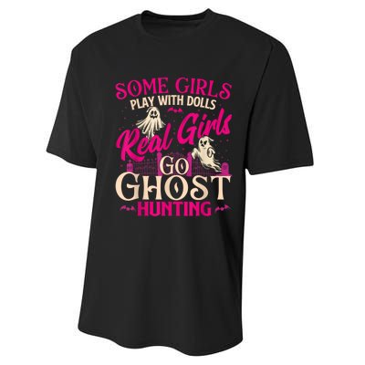 Real Girl Go Ghost Hunting Ghosts Paranormal Researcher Performance Sprint T-Shirt