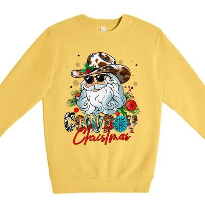 Retro Groovy Howdy Santa Christmas Cowboy Santa Xmas Costume Premium Crewneck Sweatshirt