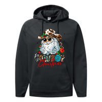 Retro Groovy Howdy Santa Christmas Cowboy Santa Xmas Costume Performance Fleece Hoodie