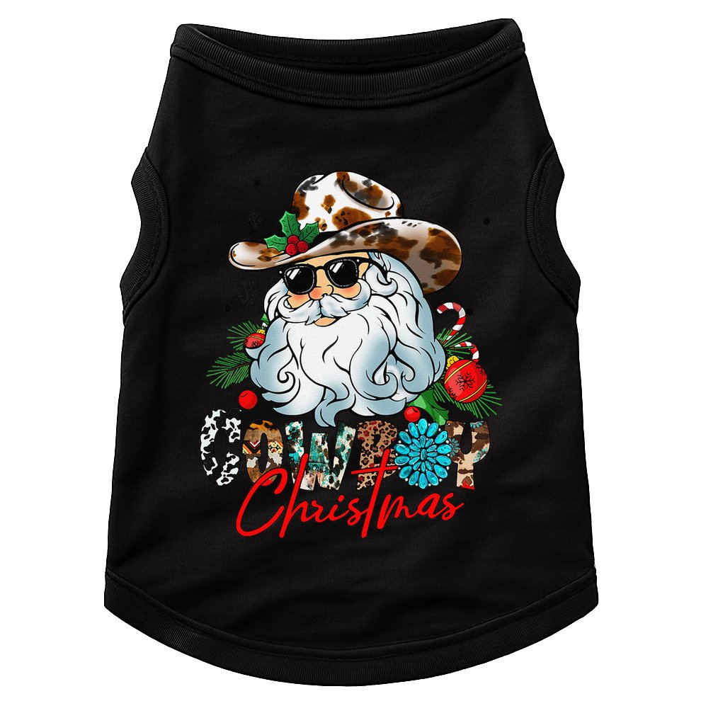 Retro Groovy Howdy Santa Christmas Cowboy Santa Xmas Costume Doggie Tank