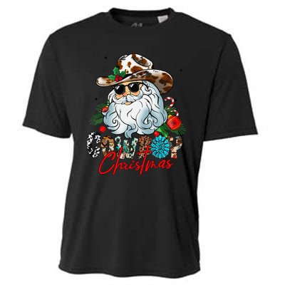 Retro Groovy Howdy Santa Christmas Cowboy Santa Xmas Costume Cooling Performance Crew T-Shirt