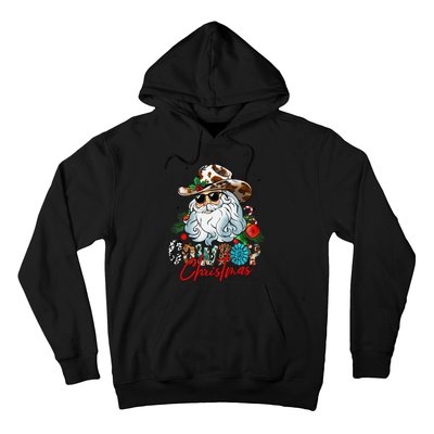 Retro Groovy Howdy Santa Christmas Cowboy Santa Xmas Costume Hoodie