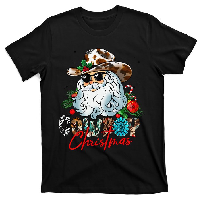 Retro Groovy Howdy Santa Christmas Cowboy Santa Xmas Costume T-Shirt