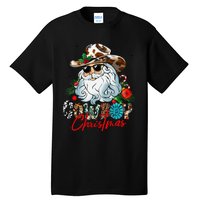 Retro Groovy Howdy Santa Christmas Cowboy Santa Xmas Costume Tall T-Shirt