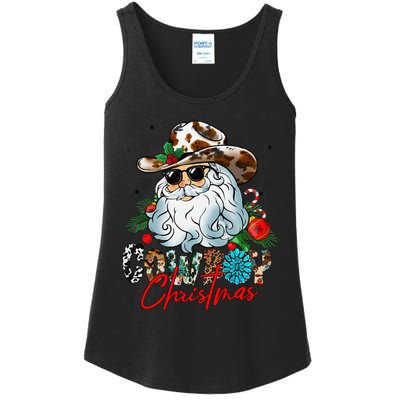 Retro Groovy Howdy Santa Christmas Cowboy Santa Xmas Costume Ladies Essential Tank