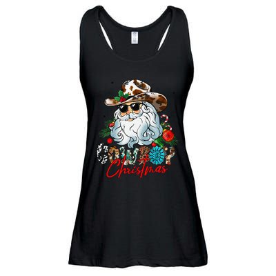 Retro Groovy Howdy Santa Christmas Cowboy Santa Xmas Costume Ladies Essential Flowy Tank