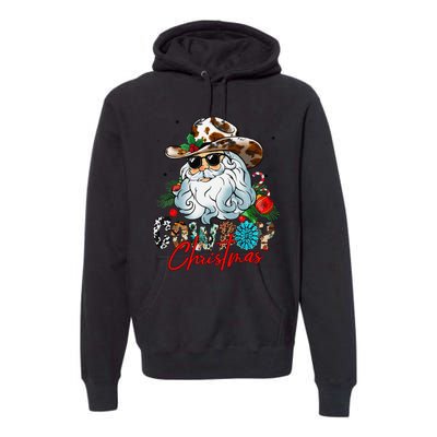 Retro Groovy Howdy Santa Christmas Cowboy Santa Xmas Costume Premium Hoodie