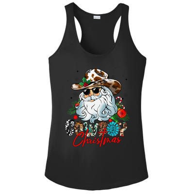 Retro Groovy Howdy Santa Christmas Cowboy Santa Xmas Costume Ladies PosiCharge Competitor Racerback Tank