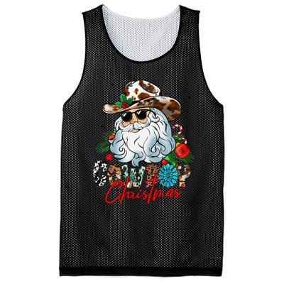 Retro Groovy Howdy Santa Christmas Cowboy Santa Xmas Costume Mesh Reversible Basketball Jersey Tank