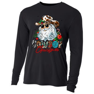 Retro Groovy Howdy Santa Christmas Cowboy Santa Xmas Costume Cooling Performance Long Sleeve Crew